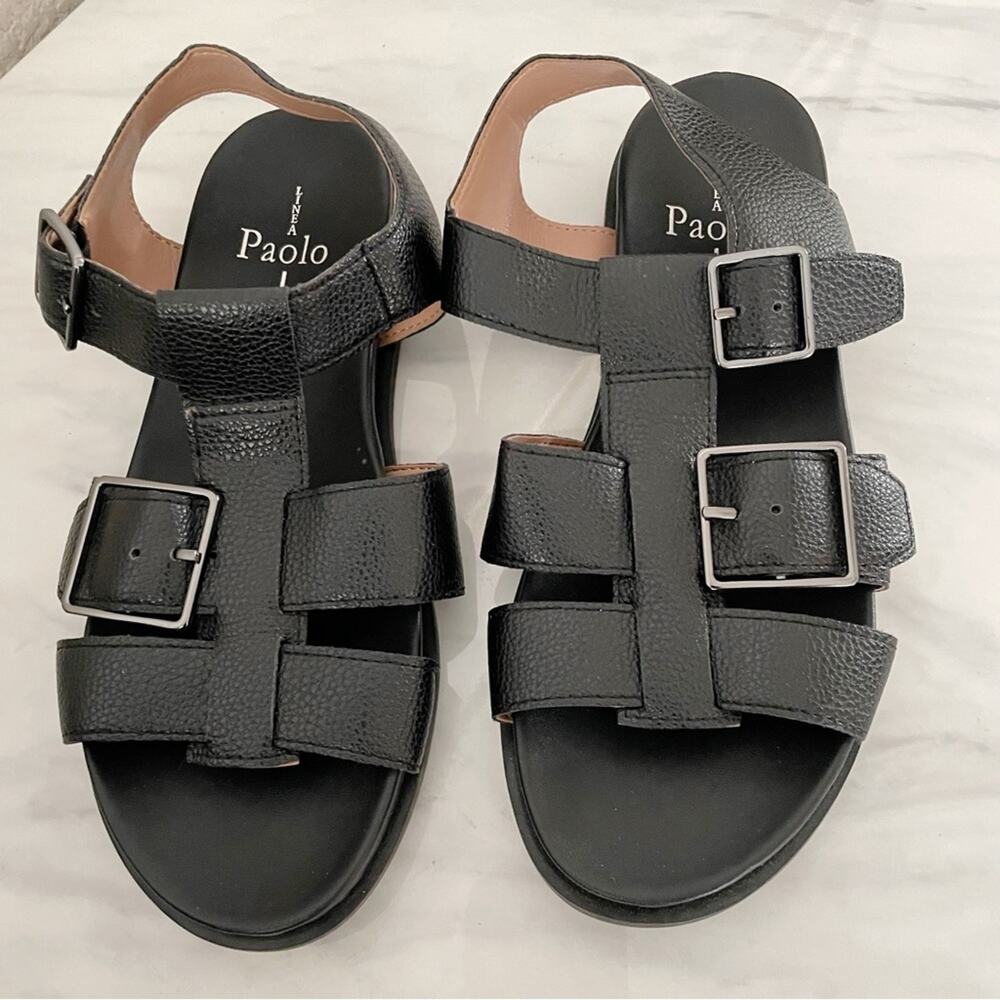 Paolo Leather Sandals Black 5.5 - Picture 3 of 9